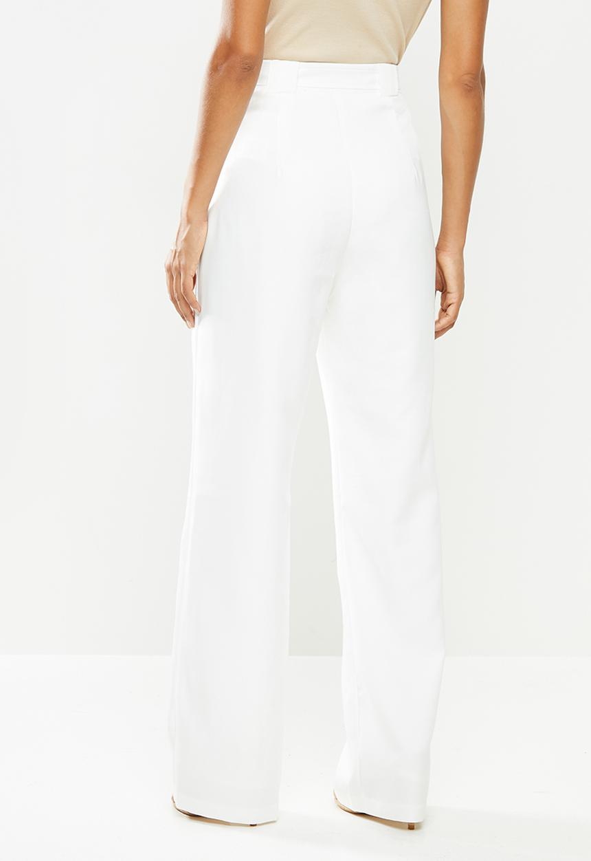 Missguided - Petite coord belted cigarette trousers - white