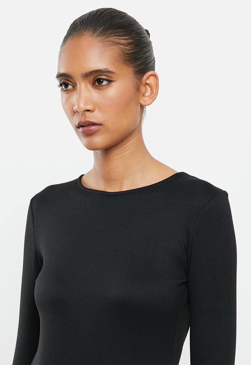 VELVET - Luxe knit column maxi dress with cut-out back - black