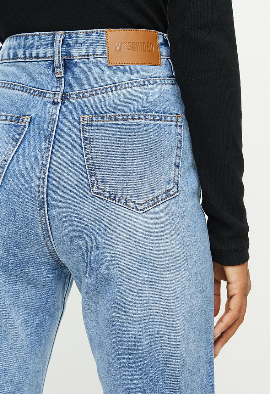 Missguided - Petite slim straight distressed jean - blue