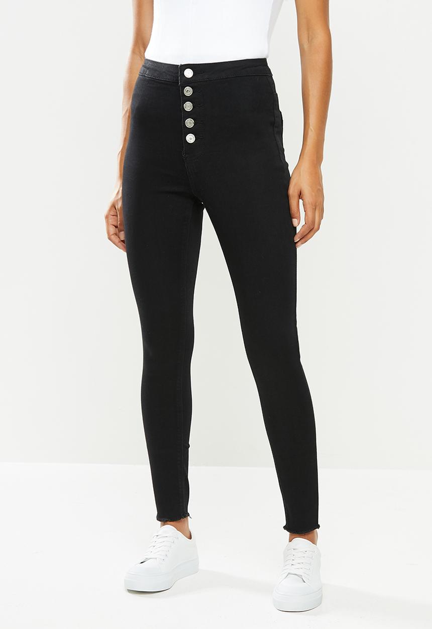 Missguided - Petite vice button up skinny jean - black