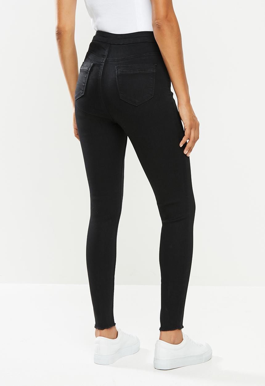 Missguided - Petite vice button up skinny jean - black