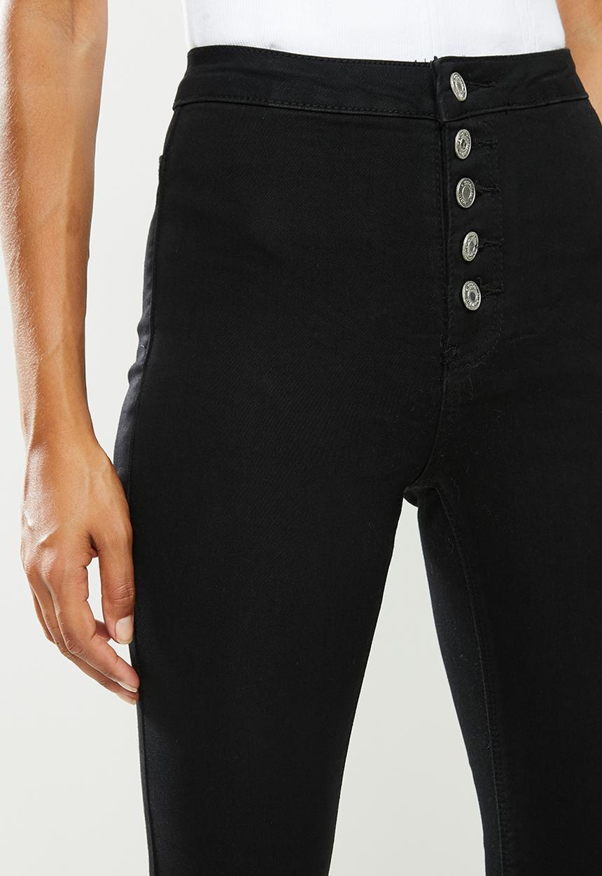 Missguided - Petite vice button up skinny jean - black