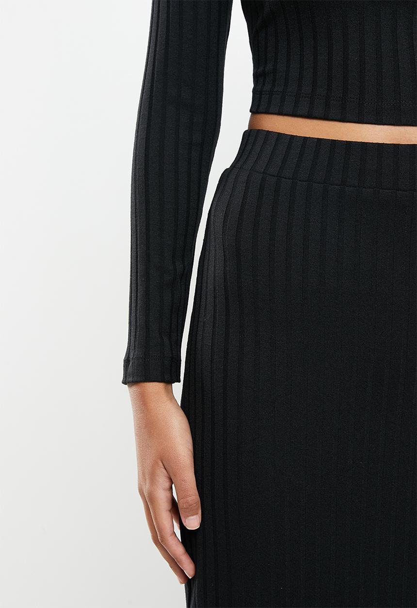 VELVET - Slinky rib knit pencil skirt - black