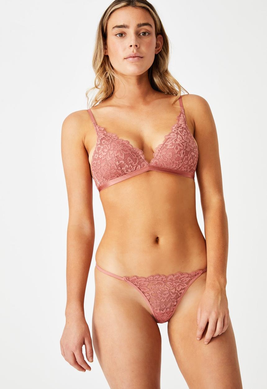 Cotton On - Ivy lace tanga g string brief - wood rose