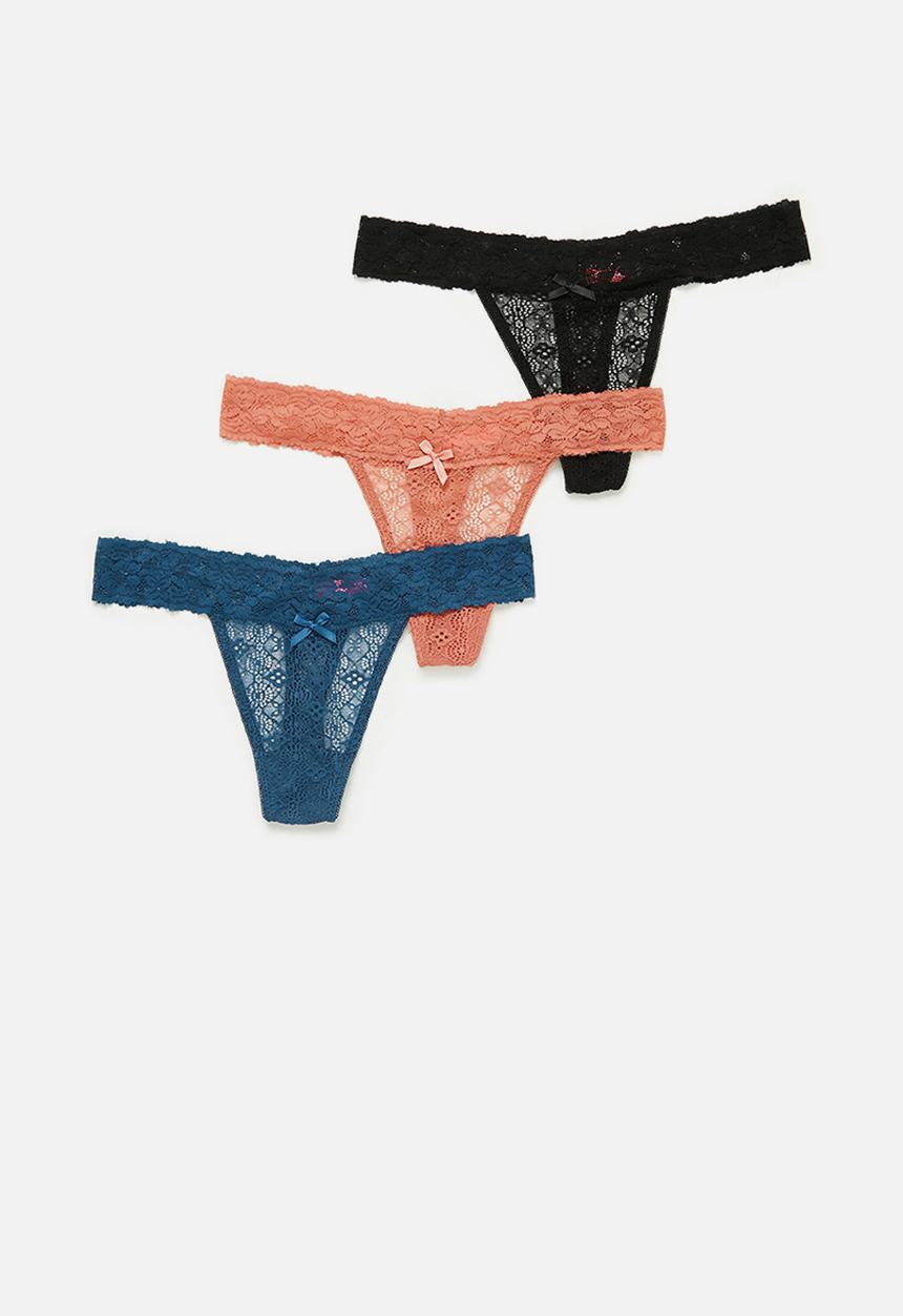 KANGOL - 3 Pack lace  thong - multi