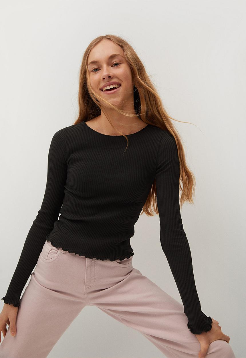 MANGO - Sky tee - black
