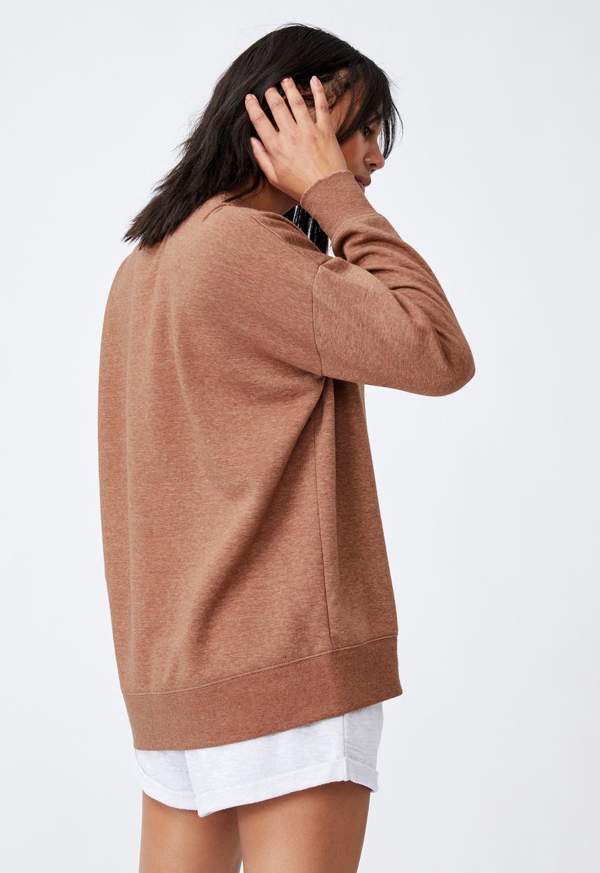 Cotton On - Lifestyle long sleeve crew top - chestnut