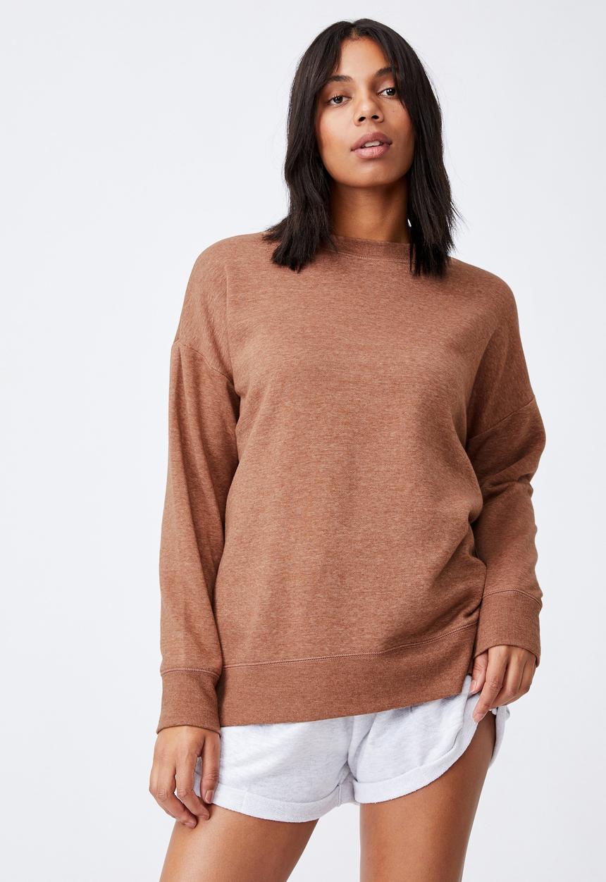 Cotton On - Lifestyle long sleeve crew top - chestnut