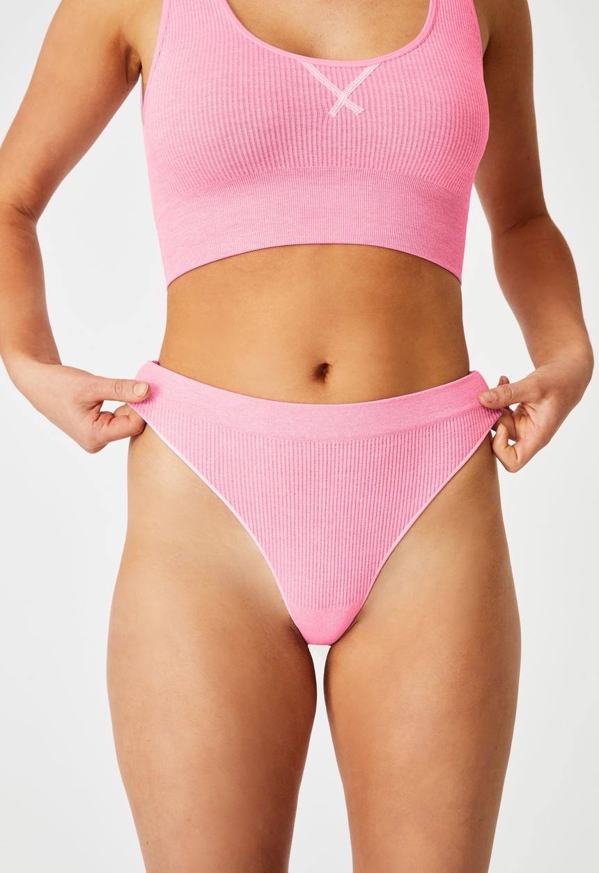 Cotton On - Seamfree high cut g string brief - primrose marle