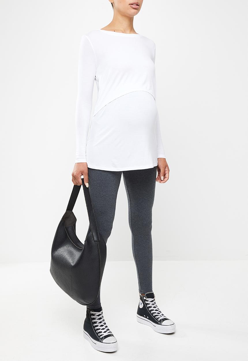 Cotton On - Maternity 2 in 1 long sleeve top 2 pack - black & white