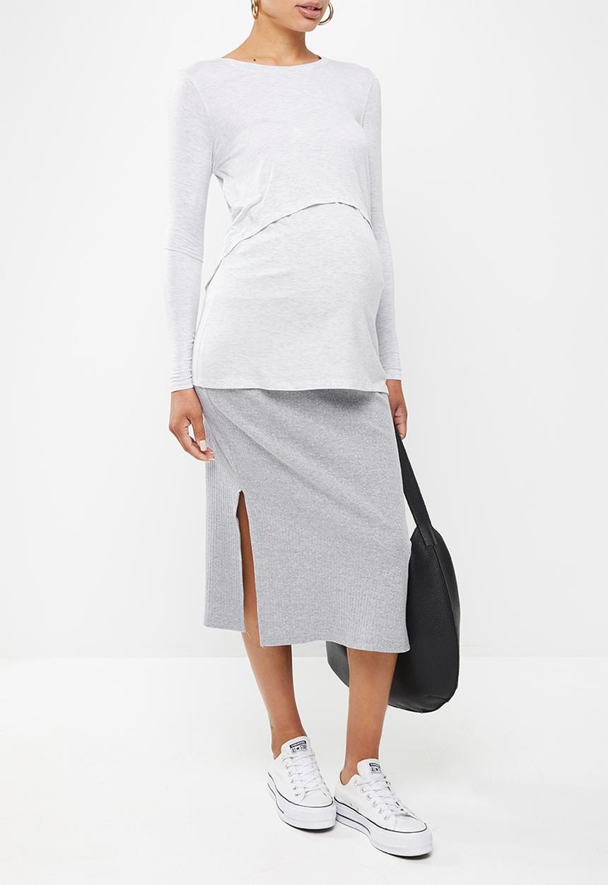 Cotton On - Maternity 2 in 1 long sleeve top 2 pack - white & grey
