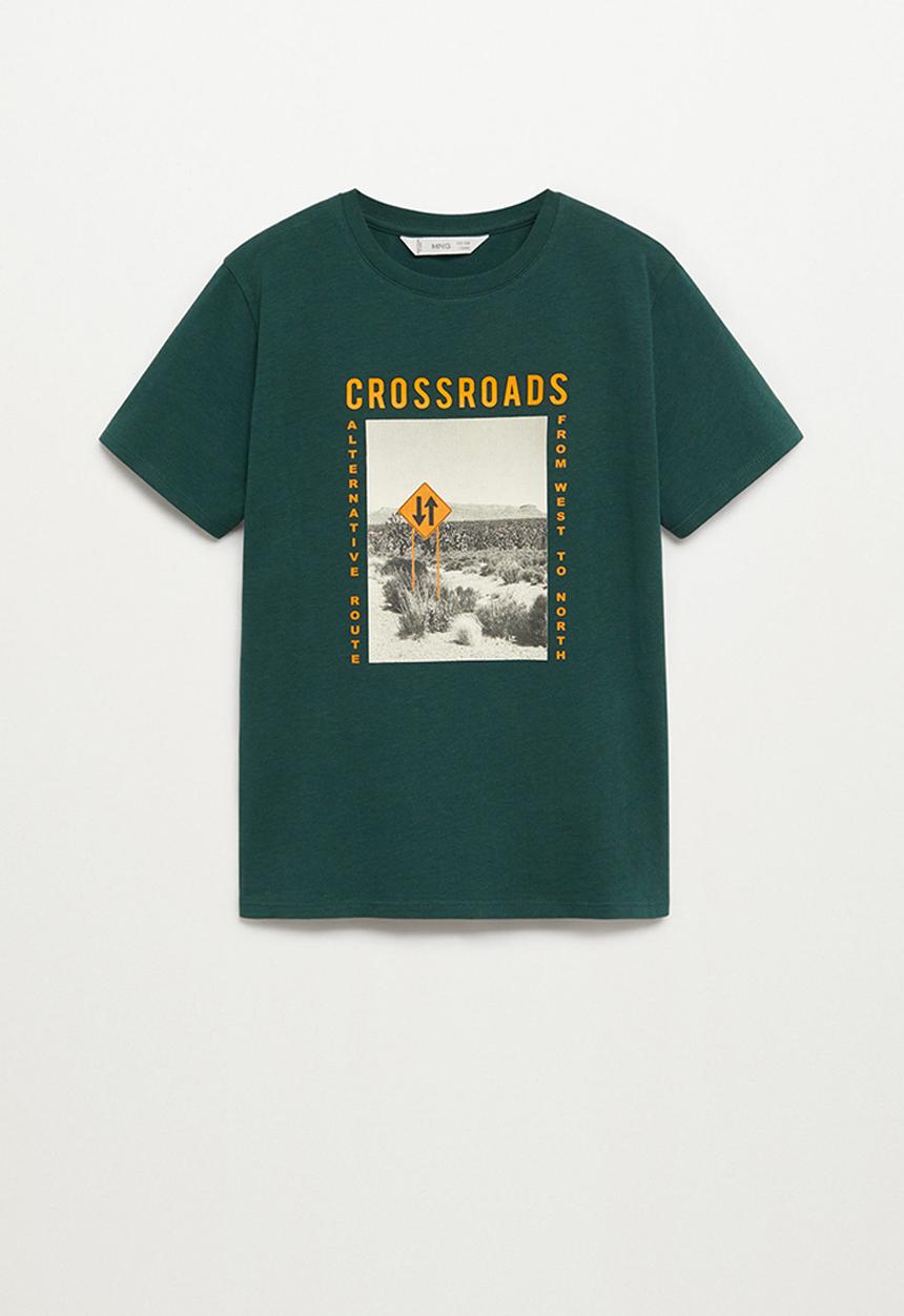 MANGO - Cross short sleeve tee - green