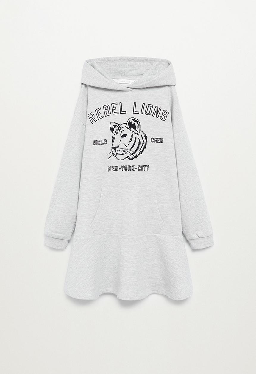 MANGO - Lion dress - pastel grey