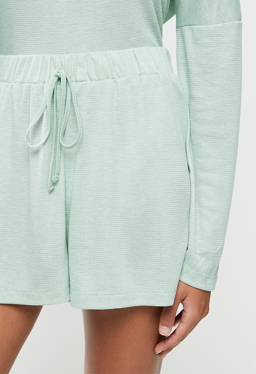 Blake - Brushed knit rib boxy short sleepset - aqua