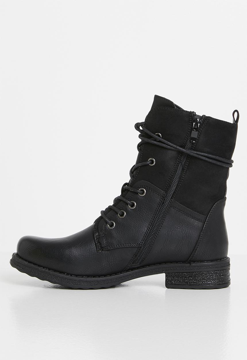 Plum - Turna combat boot - black