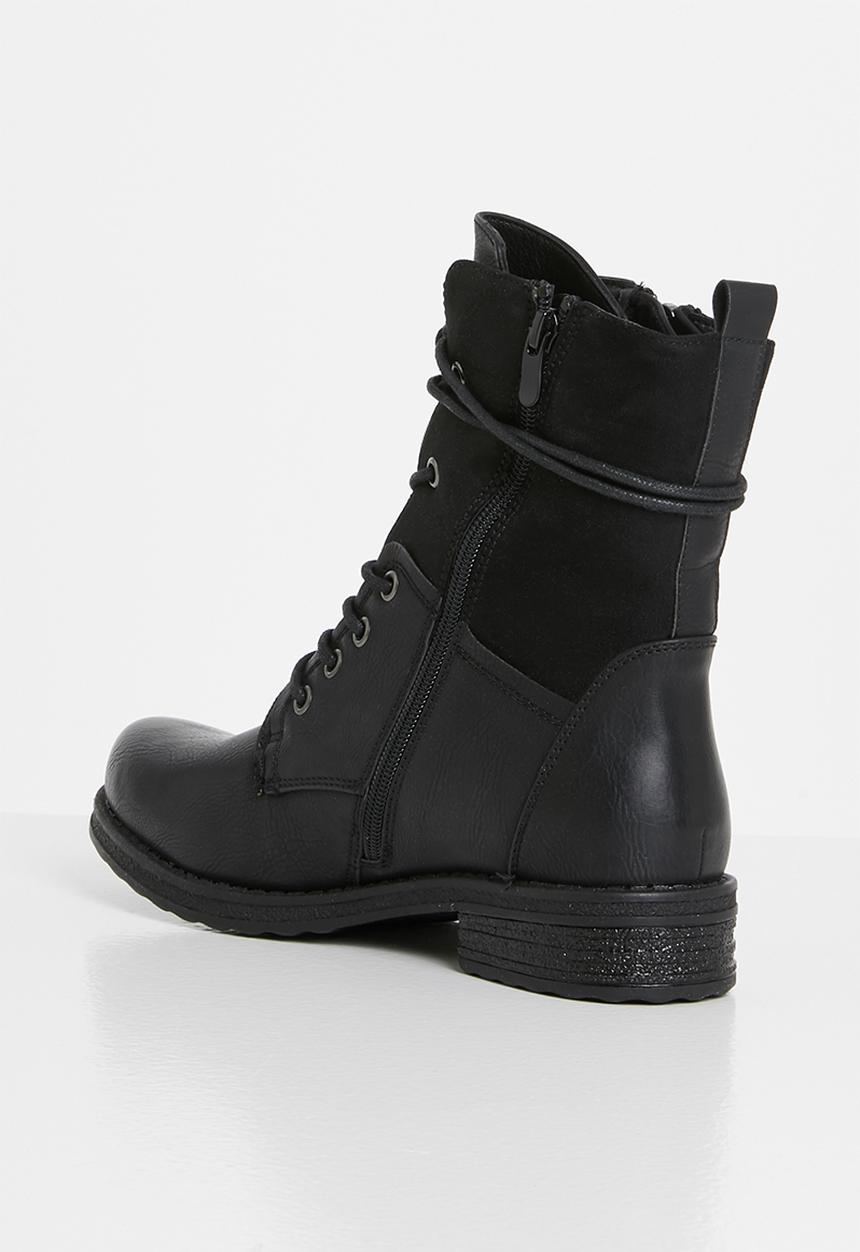 Plum - Turna combat boot - black