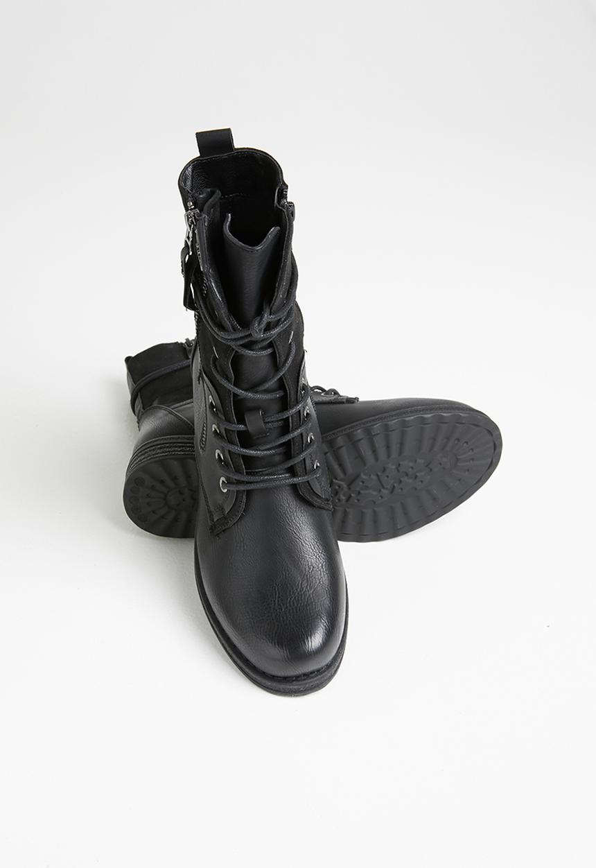 Plum - Turna combat boot - black