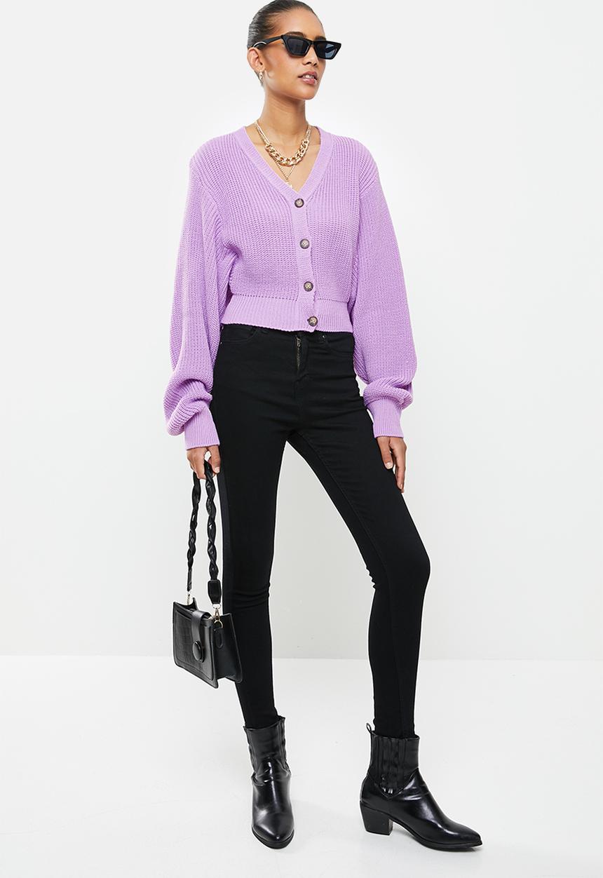 Glamorous - Cropped knit cardi - lilac