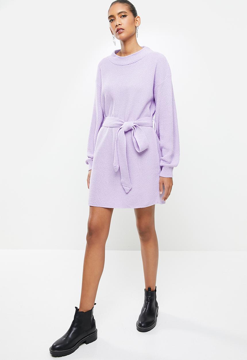 Glamorous - Belted knitted mini dress - lilac