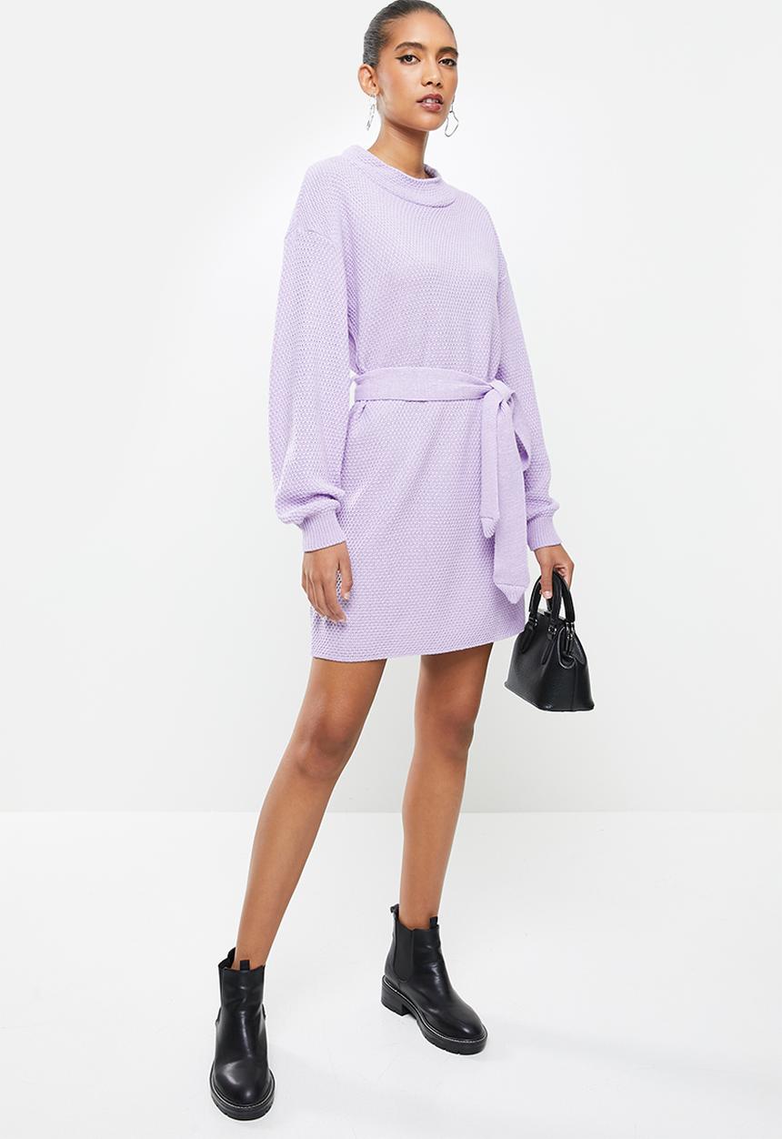 Glamorous - Belted knitted mini dress - lilac