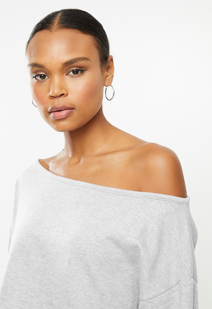 Missguided - Coord off the shoulder sweat & jogger - grey