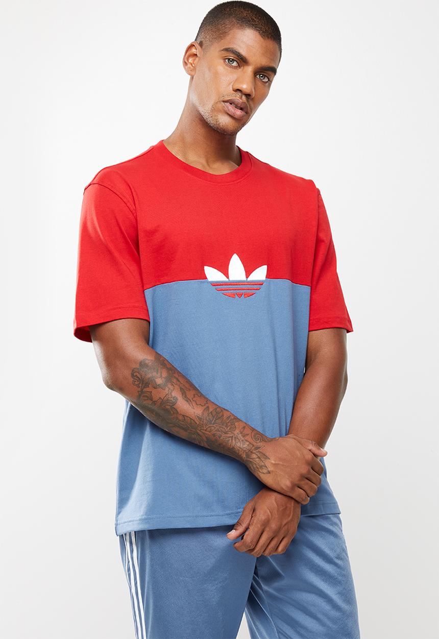 adidas Originals - Slice box T-shirt - crew blue & scarlet