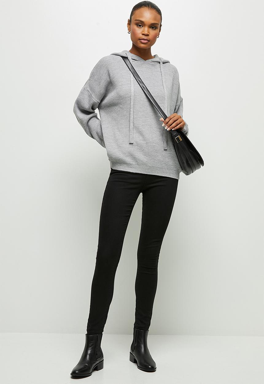 edit - Knitwear hooded top - grey