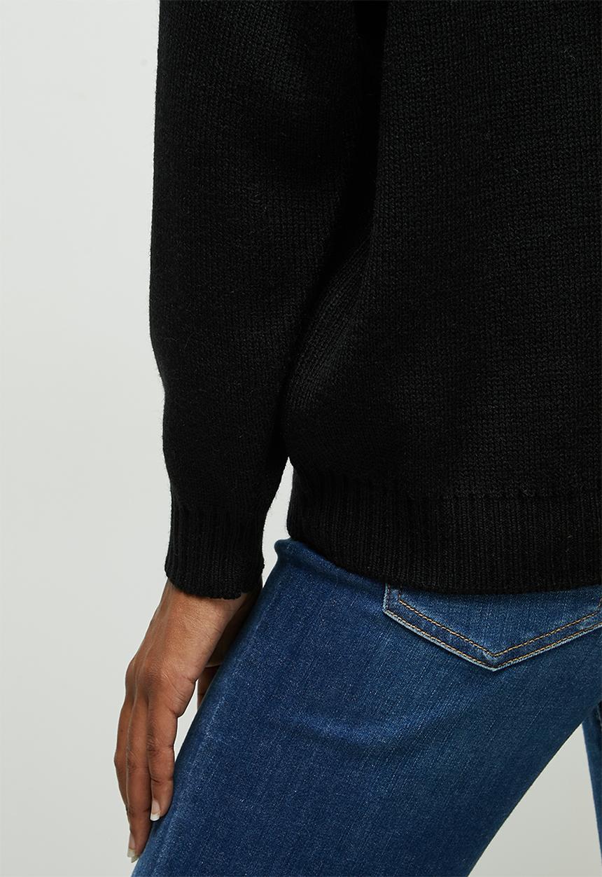 edit - Knitwear hooded top - black