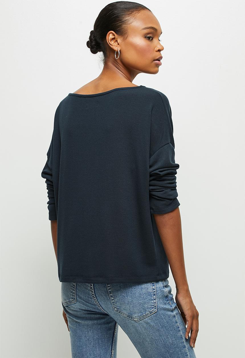 edit - Drop shoulder cut & sew top - navy