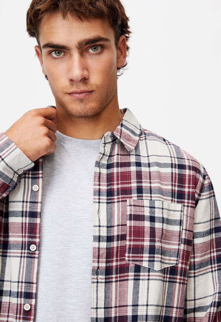 Cotton On - Washed long sleeve check shirt - multi