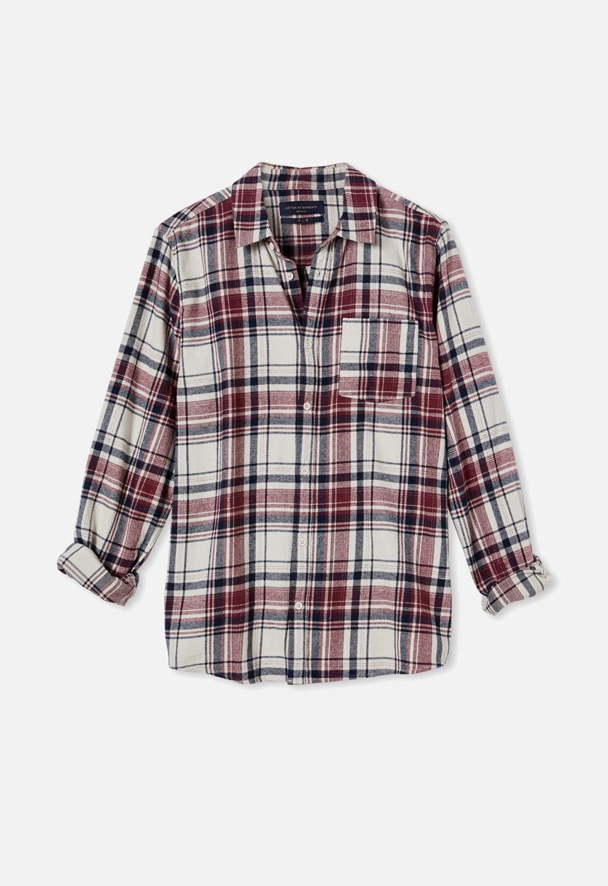 Cotton On - Washed long sleeve check shirt - multi