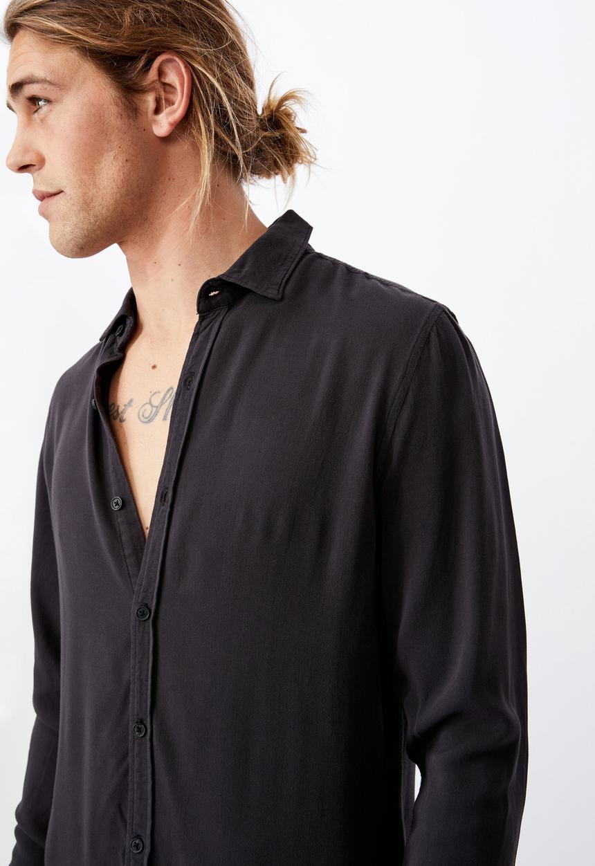 Cotton On - Cayman long sleeve shirt - washed black