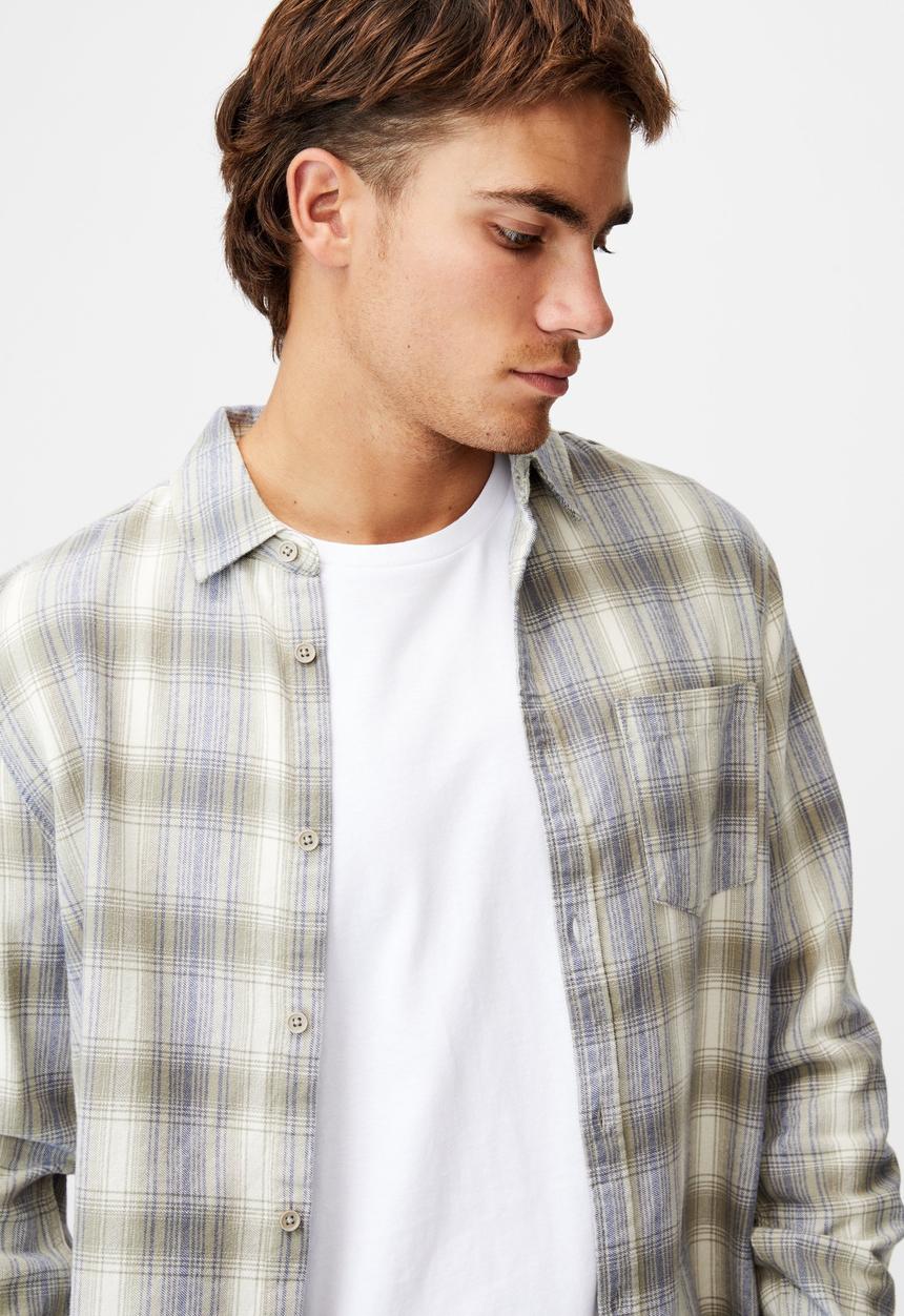 Cotton On - Washed long sleeve check shirt - multi
