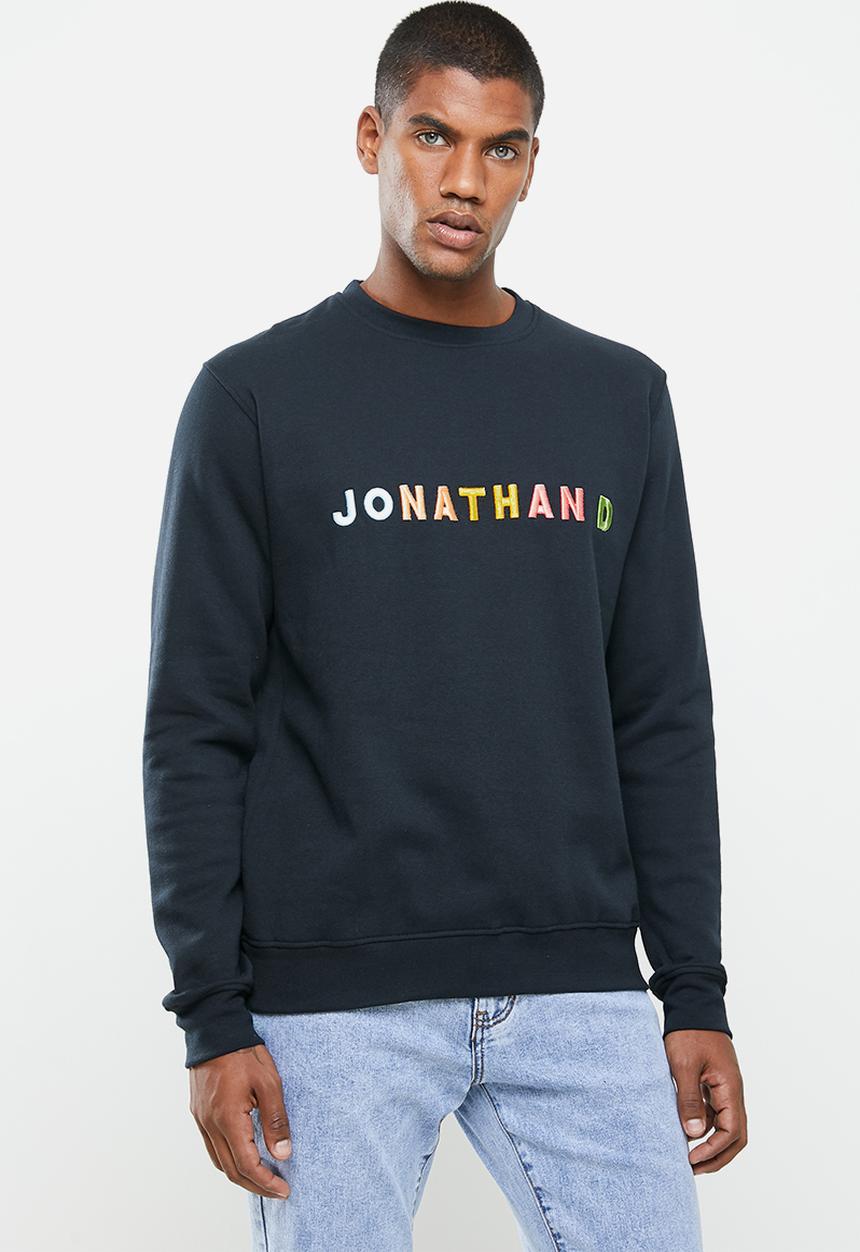 Jonathan D - Branded crew neck sweater with 3d embroidery regular fit - navy