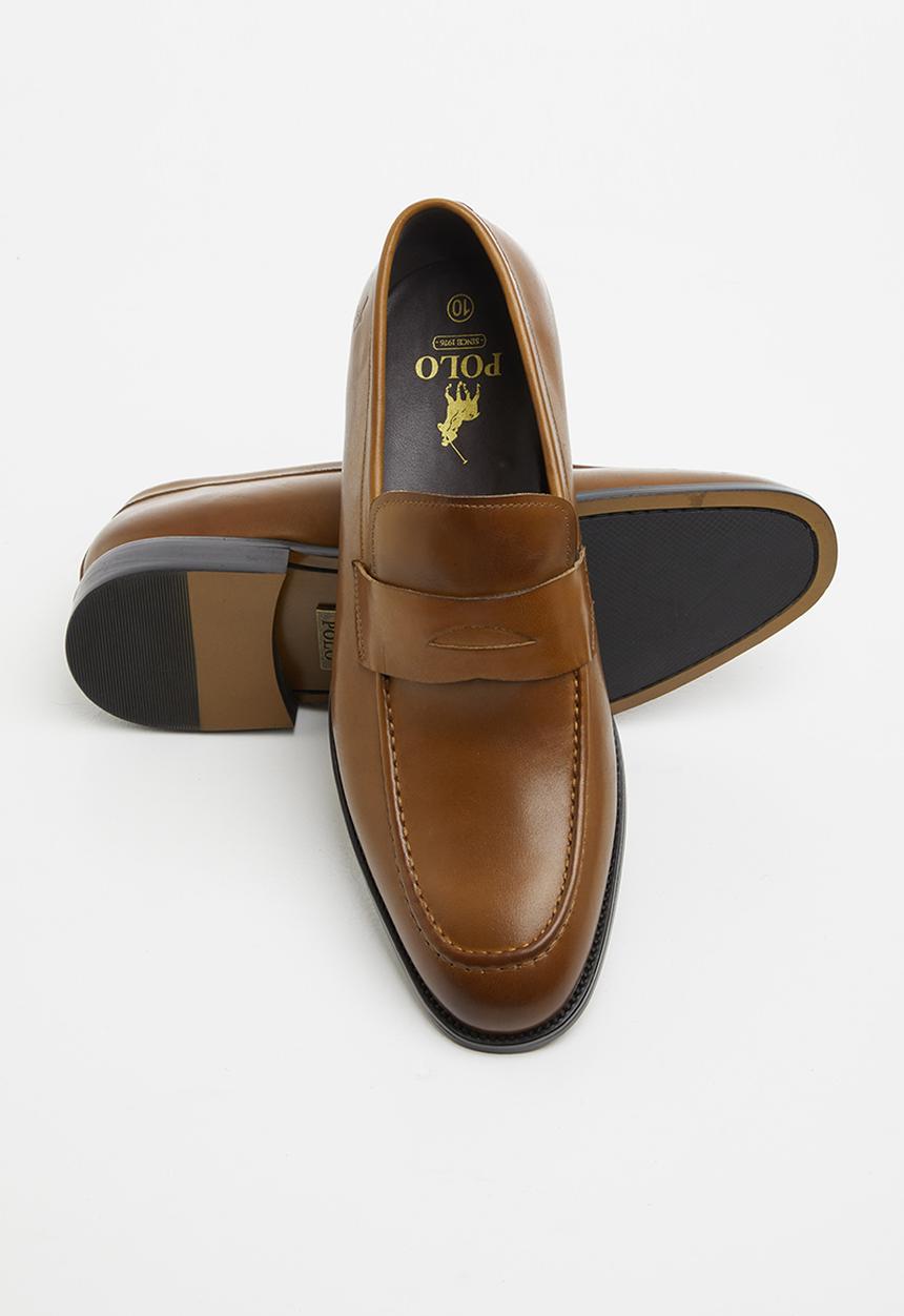 POLO - Ben leather penny loafer slip on - tan