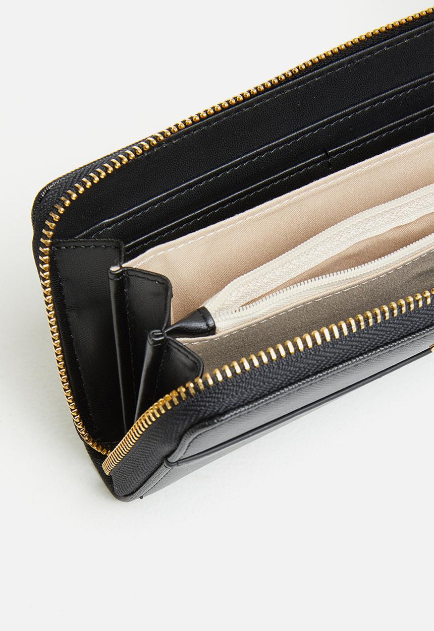 Pierre Cardin - Emma colour block zip-around purse  - black