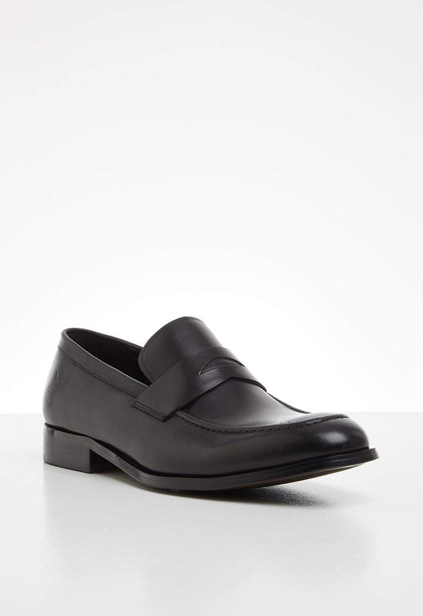 POLO - Ben leather penny loafer slip on - black