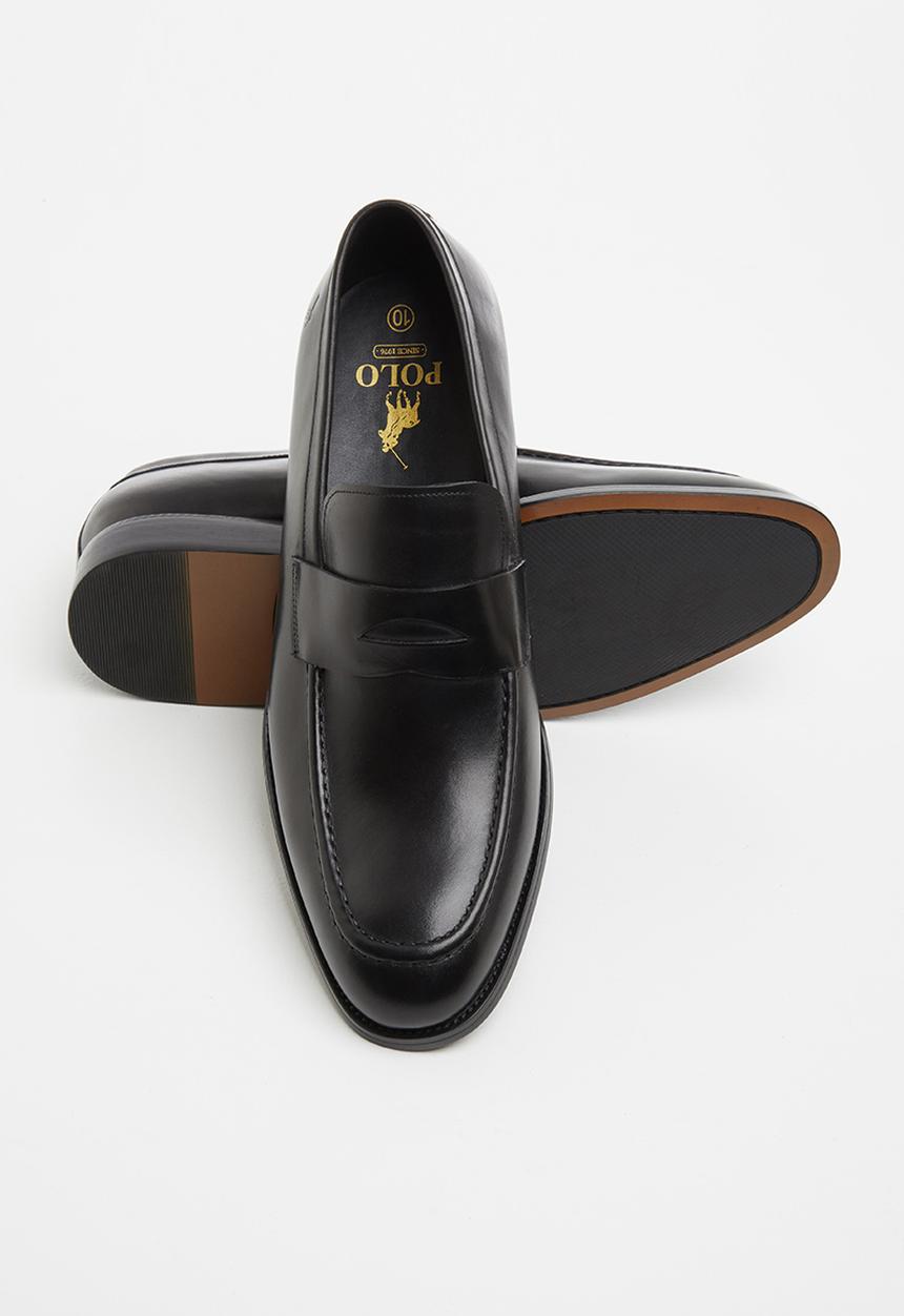 POLO - Ben leather penny loafer slip on - black