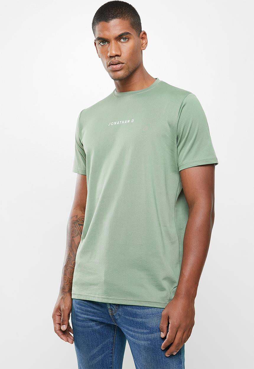 Jonathan D - Branded crew neck t-shirt regular fit - sage