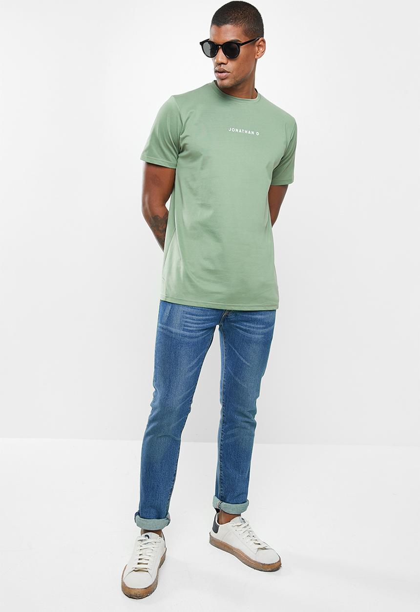 Jonathan D - Branded crew neck t-shirt regular fit - sage