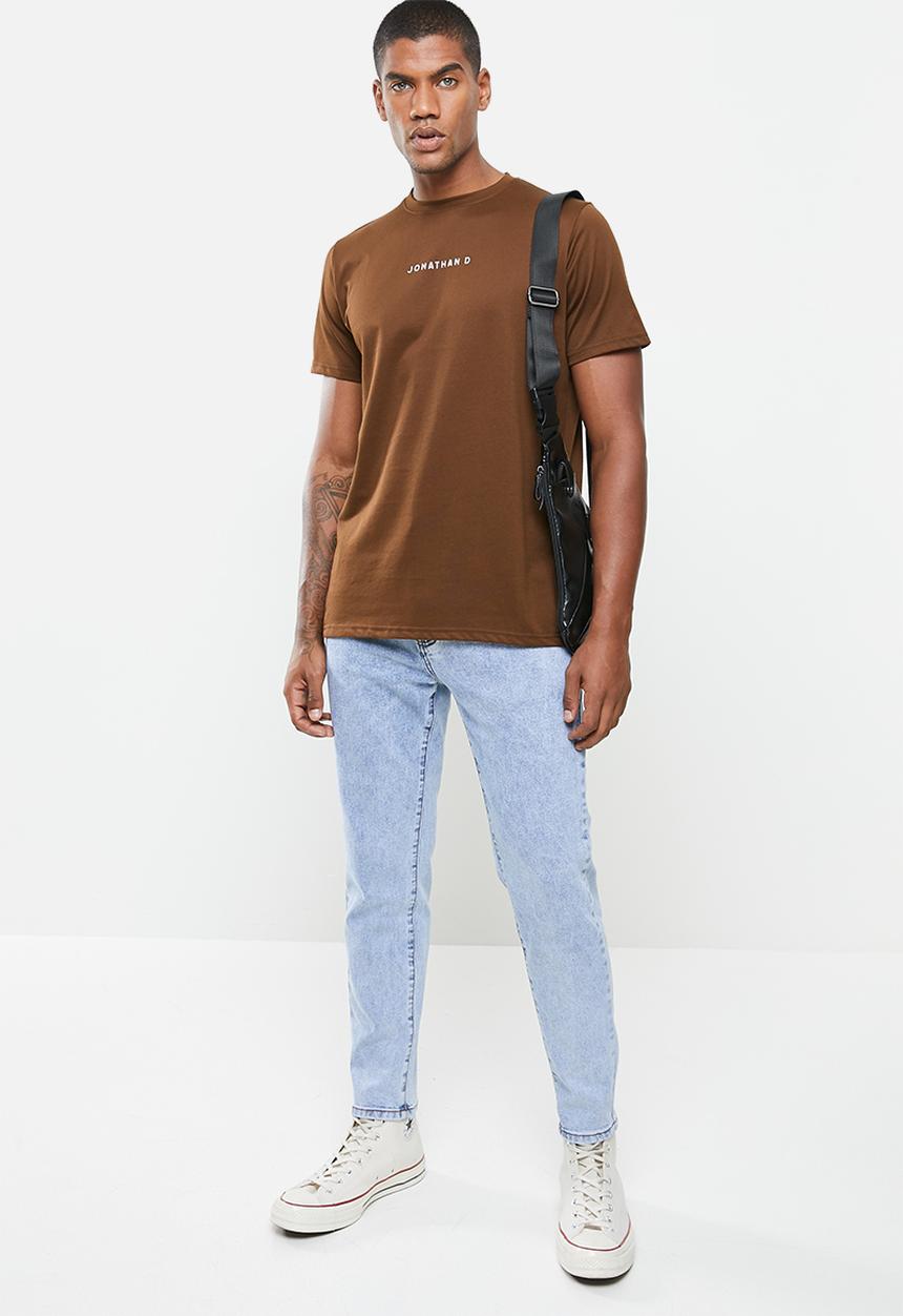 Jonathan D - Branded crew neck t-shirt regular fit - brown