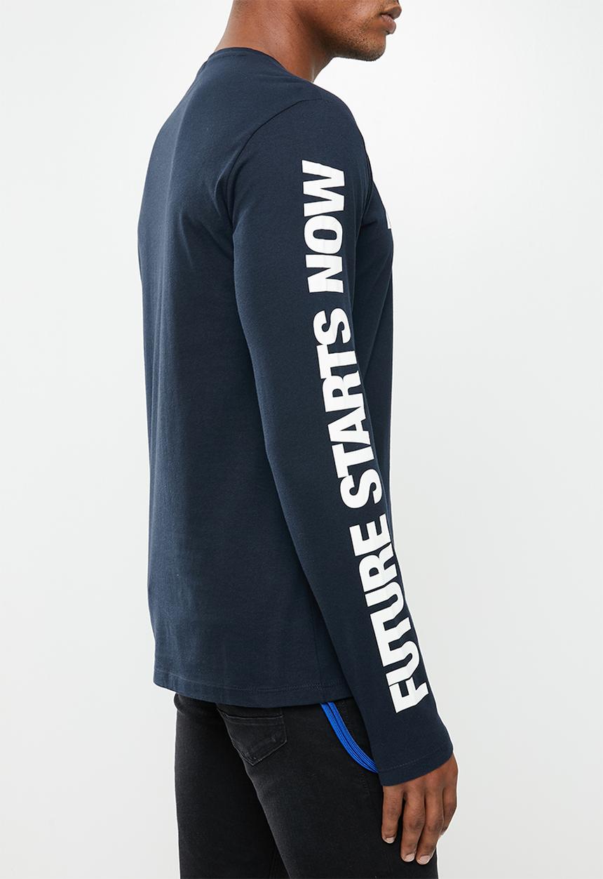 Replay - Replay long sleeve printed tee - navy