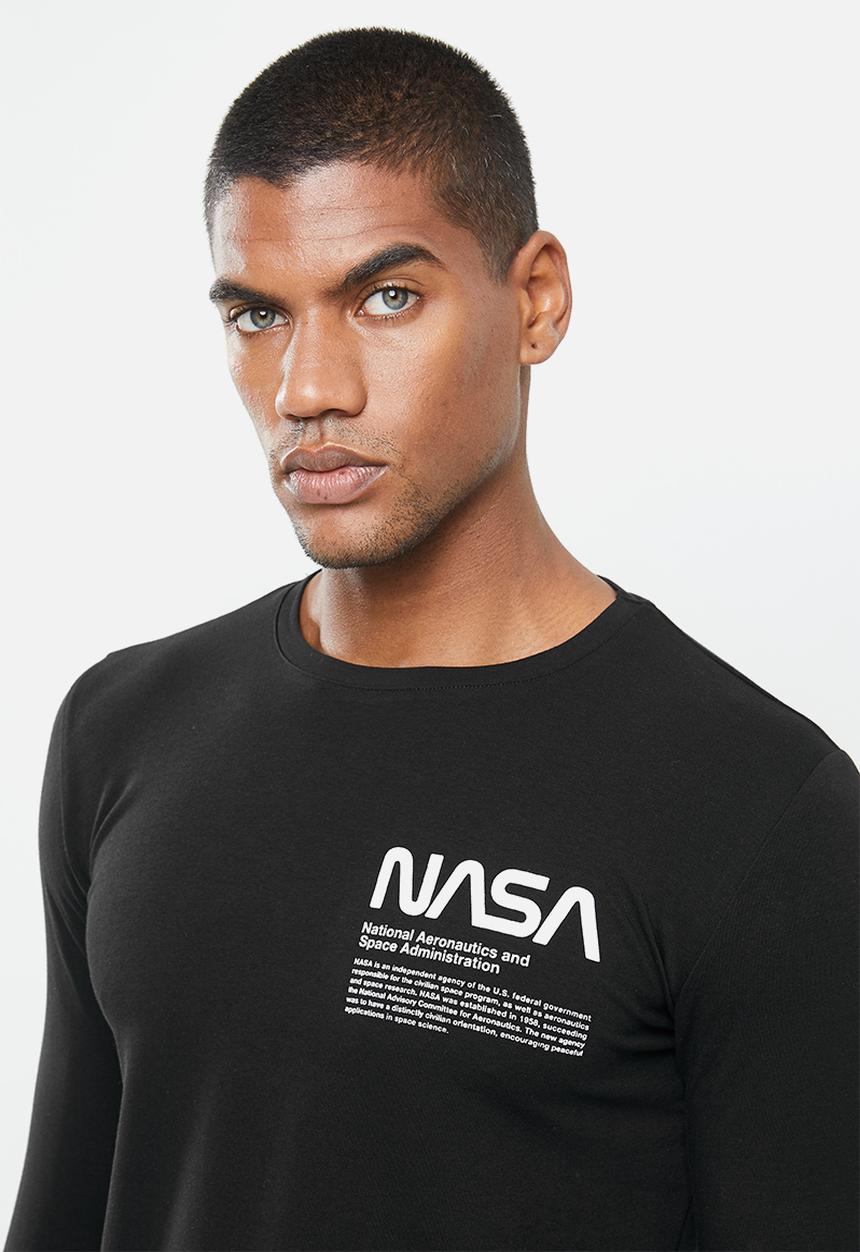 Superbalist - Long sleeve NASA logo knit sleep set - black & grey