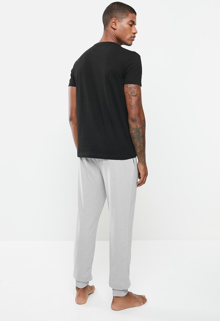 Superbalist - Short sleeve NASA logo knit sleep set - black & grey