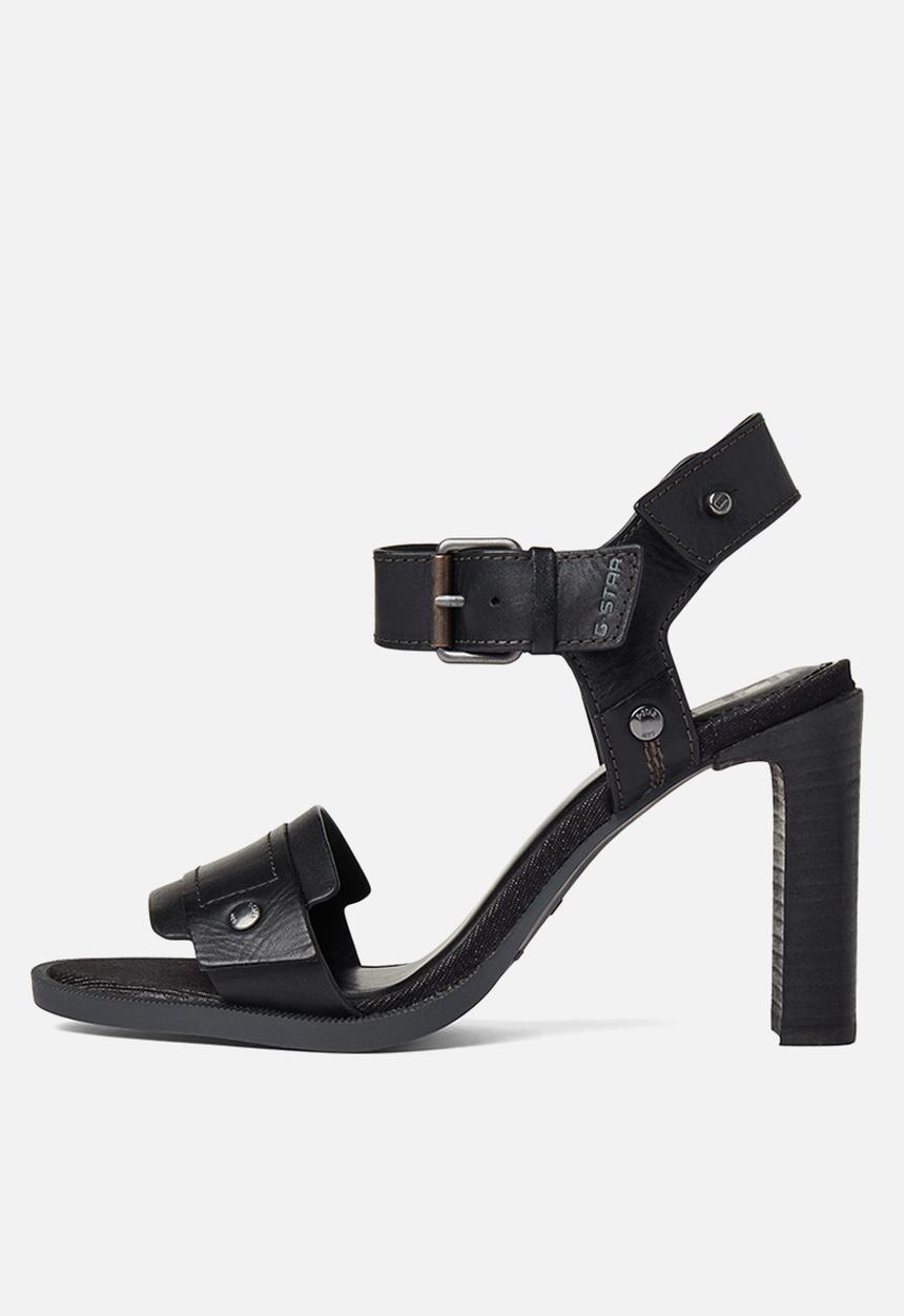 G-STAR - Corset leather sandal heel - black