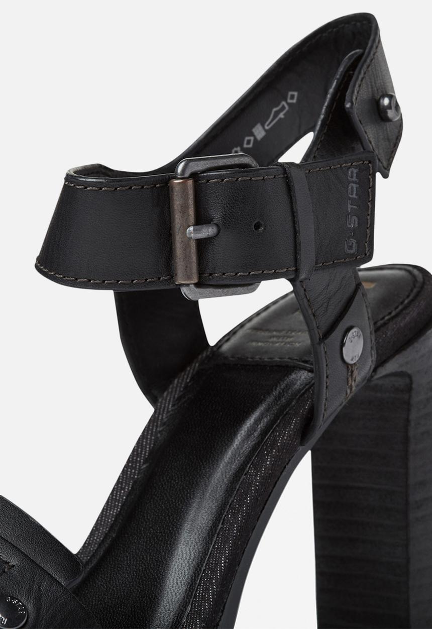 G-STAR - Corset leather sandal heel - black