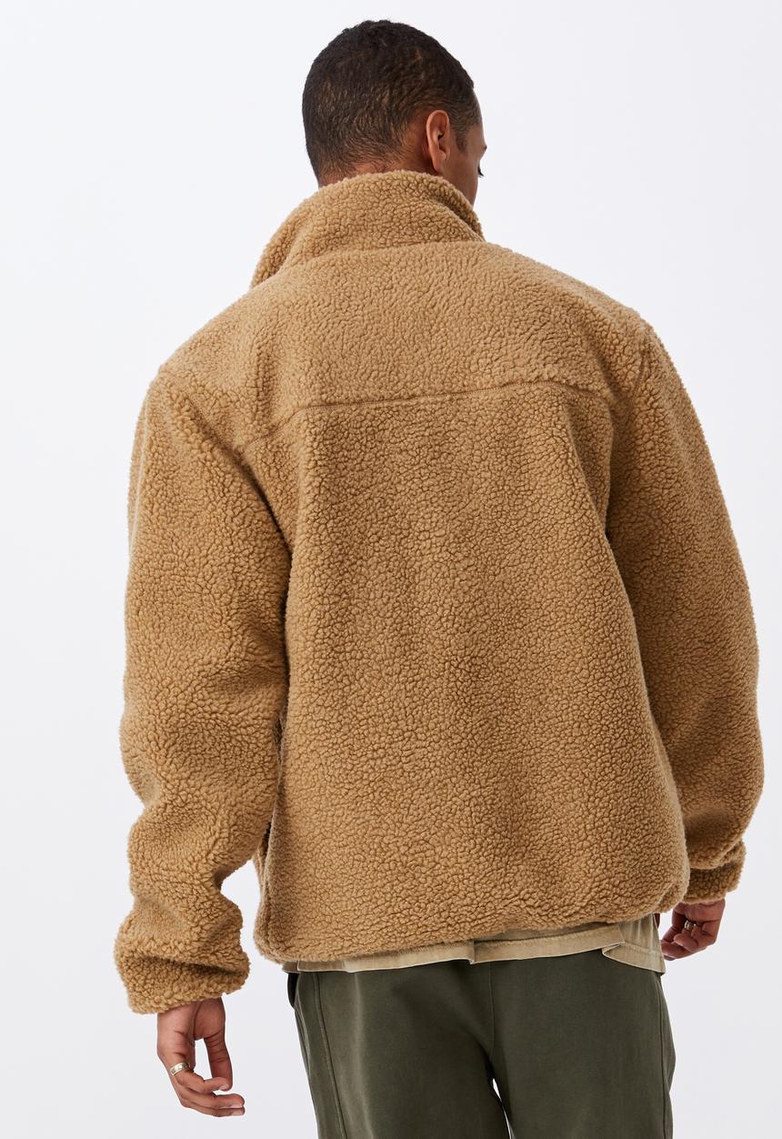 Cotton On - Pocket teddy zip thru - tan