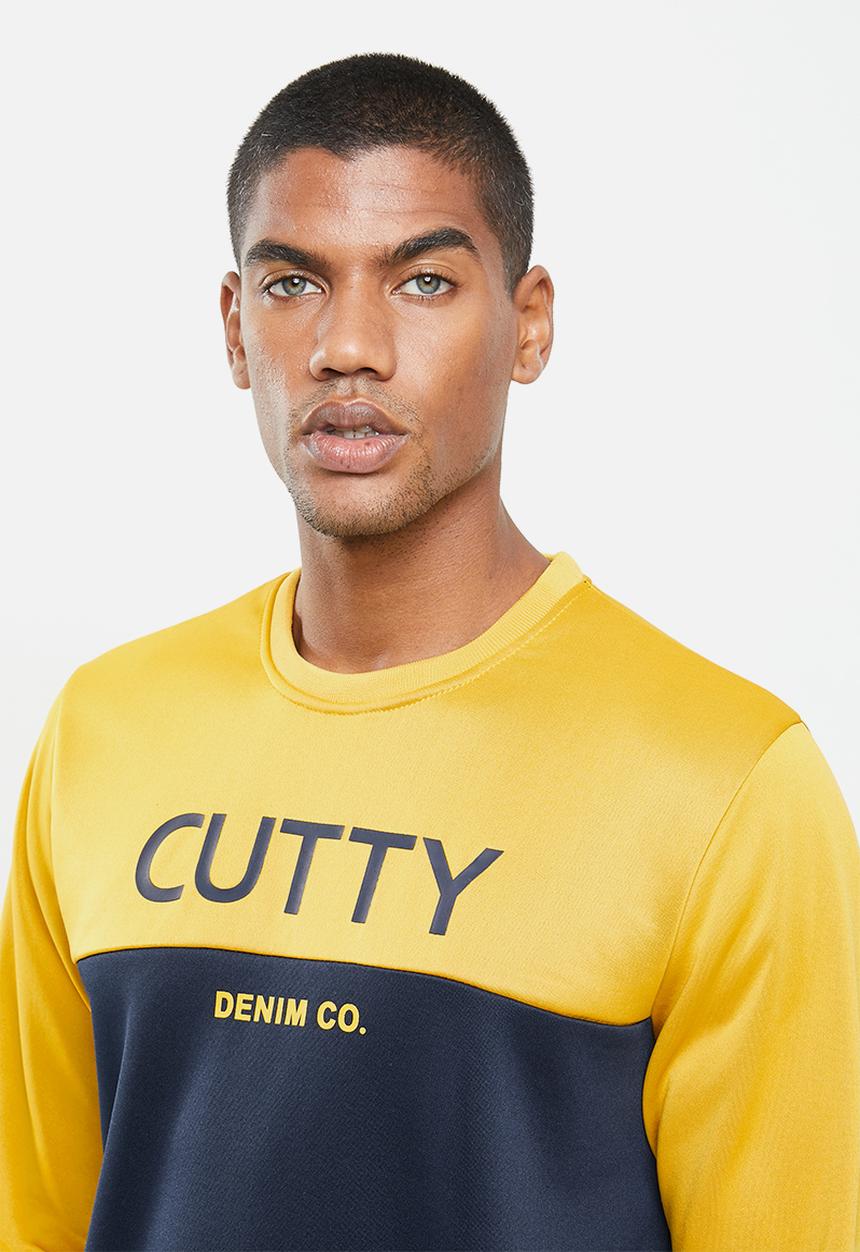 Cutty - Crew sweat - navy & yellow