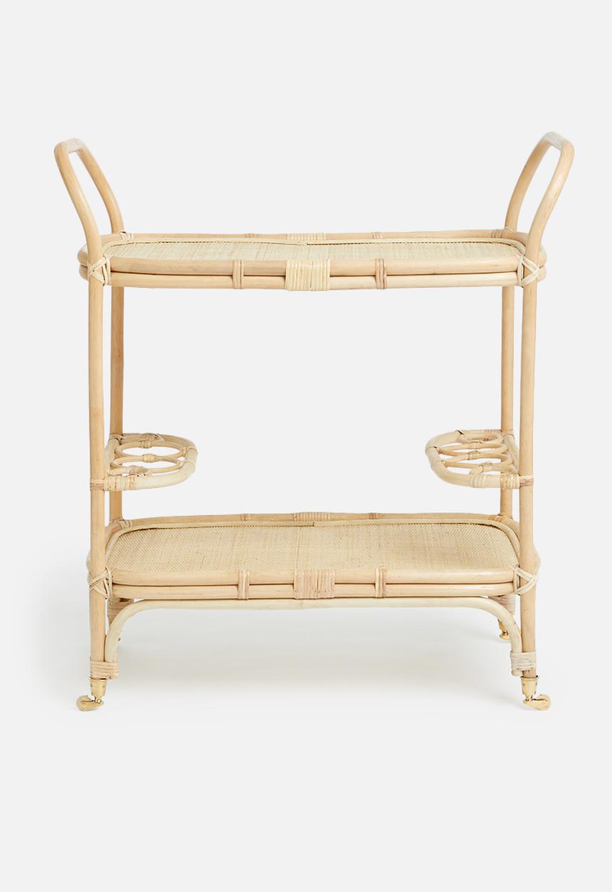 Sixth Floor - Rattan drinks trolley - natural