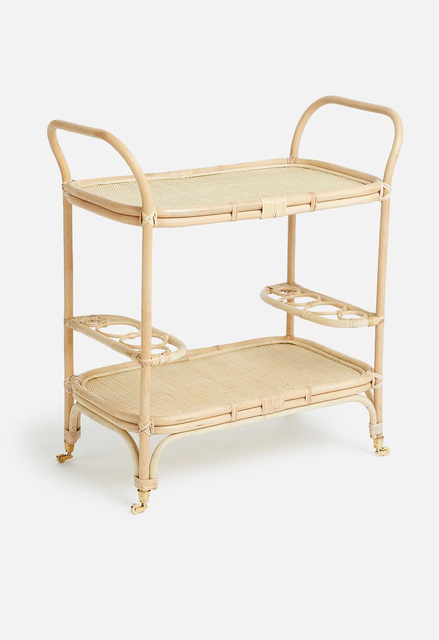 Sixth Floor - Rattan drinks trolley - natural